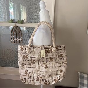 NWT Ashley Collection Paris Eiffel Tower Tan Tote